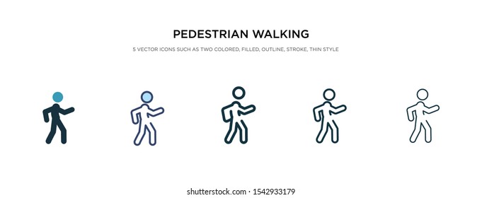 pedestrian walking icon in different style vector illustration. two color and black pedestrian walking vector icons designed in filled, outline, line and stroke style can be used for web, mobile,
