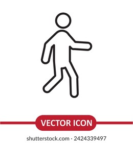 Pedestrian walking icon flat liner illustration on whiite background.