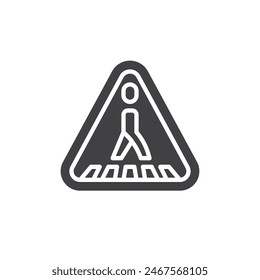 Pedestrian walking on zebra stripes vector icon. filled flat sign for mobile concept and web design. Pedestrian Crossing Sign glyph icon. Symbol, logo illustration. Vector graphics