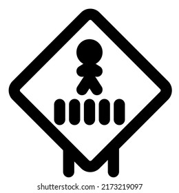 Pedestrian walking traffic road sign post layout