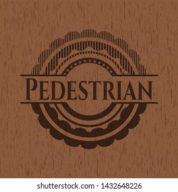 Pedestrian wood emblem. Vintage. Vector Illustration.