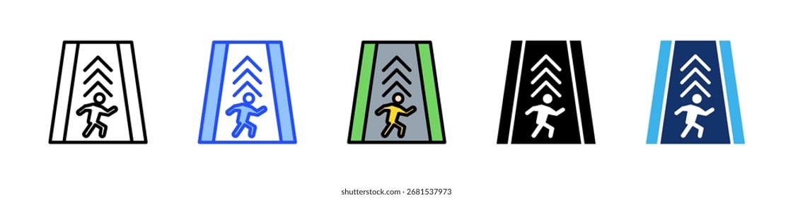 Fußgängerzone Icon-Sammlung mit mehreren Stilen