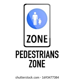Señal de la calle de la zona peatonal Información y advertencia sobre el tráfico, ilustración vectorial aislada en el fondo blanco para el aprendizaje, educación, cursos de conducción, pegatina, icono.