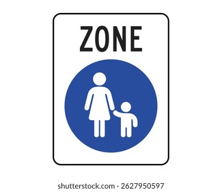 Pedestrian Zone Sign – Family-Friendly Walking Area for Safety – High Quality Vectorial Stock Graphic