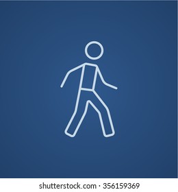 Icono de línea peatonal para web, móvil e infografía. Icono azul claro del vector aislado en fondo azul.