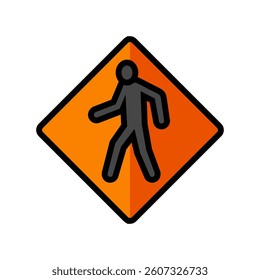 pedestrians crossing car driving obstacles color icon vector. pedestrians crossing car driving obstacles sign. isolated symbol illustration