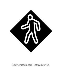 pedestrians crossing car driving obstacles glyph icon vector. pedestrians crossing car driving obstacles sign. isolated symbol illustration