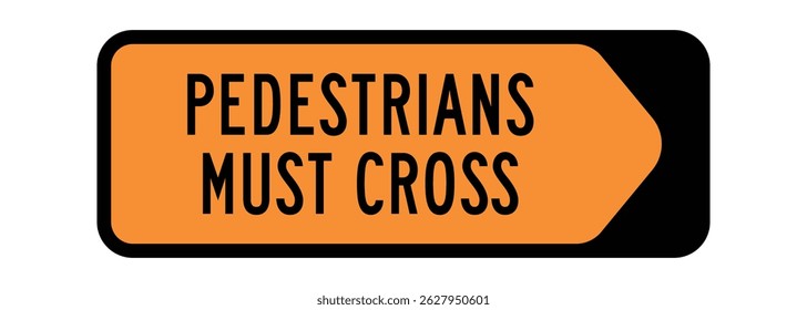 Pedestrians Must Cross Right – Designated Safe Crossing Area for Foot Traffic – High Quality Vectorial Stock Graphic