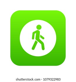 Pedestrians only road sign icon digital green for any design isolated on white vector illustration