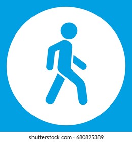 Pedestrians only road sign icon white isolated on blue background vector illustration