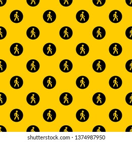 Pedestrians only road sign pattern seamless vector repeat geometric yellow for any design