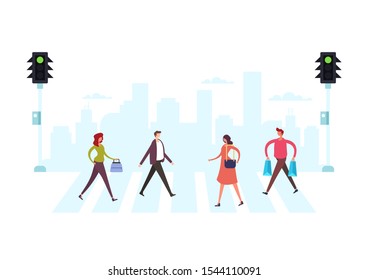 Pedestrians people characters. City life street concept. Vector flat graphic design illustration