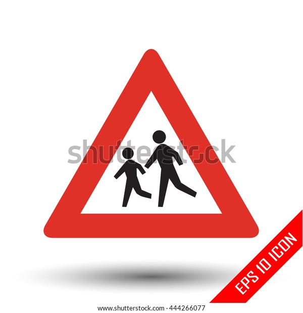 Pedestrians traffic sign. Vector illustration
of triangular sign for pedestrians traffic sign isolated on white
background.