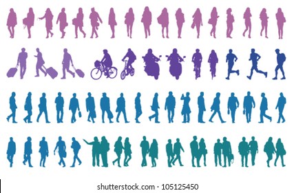 pedestrians vector silhouettes