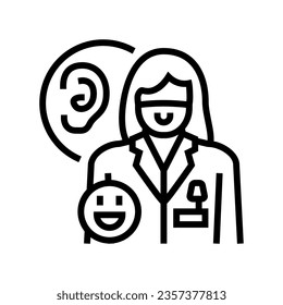 pediatric audiologist doctor line icon vector. pediatric audiologist doctor sign. isolated contour symbol black illustration