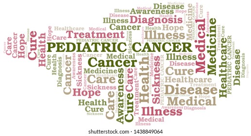 Pediatric Cancer word cloud. Vector made with text only.
