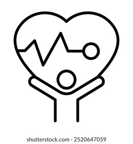 Ilustração de vetor de linha de ícone de cardiologia pediátrica