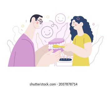 Pediatric dentistry - medical insurance illustration. Flat vector