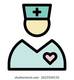 Pediatric doctor icon. Outline pediatric doctor vector icon color flat isolated