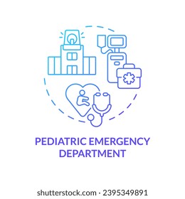 Pediatric emergency department blue gradient concept icon. Critical care. Medical equipment. Trauma center. Children hospital abstract idea thin line illustration. Isolated outline drawing