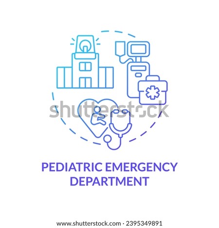 Pediatric emergency department blue gradient concept icon. Critical care. Medical equipment. Trauma center. Children hospital abstract idea thin line illustration. Isolated outline drawing