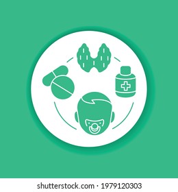 Pediatric Endocrinology Color Glyph Icon. Checking Children For The Normalization Of Hormones And Thyroid Glands. Pictogram For Web Page, Mobile App, Promo. UI UX GUI Design Element