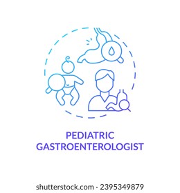 Pediatric gastroenterologist blue gradient concept icon. Digestive system. Stomach doctor. Healthcare practitioner. Child clinic abstract idea thin line illustration. Isolated outline drawing