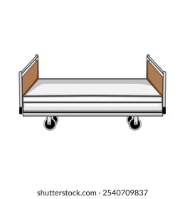 pediatric hospital bed cartoon. icu mattress, rails headboard, footboard wheels pediatric hospital bed sign. isolated symbol vector illustration