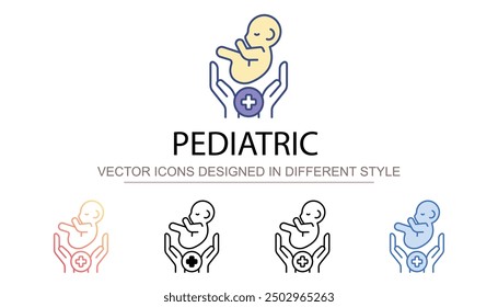 Diseño de icono pediátrico con fondo blanco Ilustración de stock