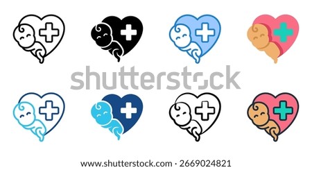 Pediatric icon set multiple style collection 
