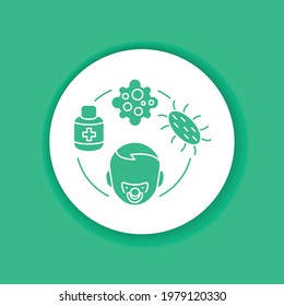 Pediatric immunology color glyph icon. Check and treatment viral diseases in children. Pictogram for web page, mobile app, promo. UI UX GUI design element.