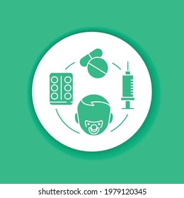 Pediatric infectious disease color glyph icon. Skin rash. Dermatological diseases in children. Pictogram for web page, mobile app, promo. UI UX GUI design element.
