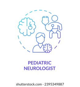 Pediatric neurologist blue gradient concept icon. Nervous system. Brain doctor. Neurological disorder. Child development. Medical care abstract idea thin line illustration. Isolated outline drawing