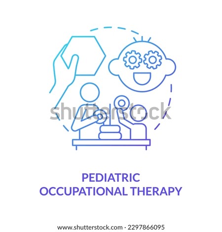 Pediatric occupational therapy blue gradient concept icon. Rehabilitation. Home health care for kid abstract idea thin line illustration. Isolated outline drawing. Myriad Pro-Bold font used