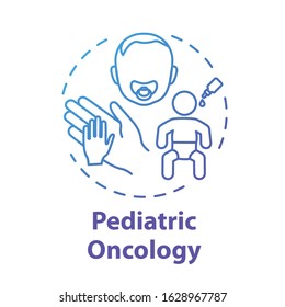 Pediatric oncology concept icon. Child health care. Childhood cancer treatment. Medicine, healthcare. Pediatry idea thin line illustration. Vector isolated outline RGB color drawing