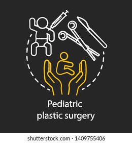 Pediatric plastic surgery chalk icon. Childcare. Improve kids appearance. Reconstructive and cosmetic procedures. Plastic surgery subspecialty. Isolated vector chalkboard illustration
