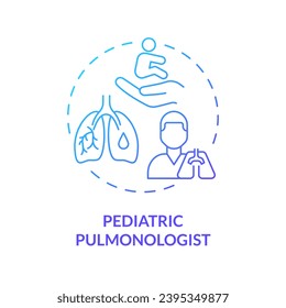 Pediatric pulmonologist blue gradient concept icon. Respiratory system. Lung doctor. Breathing problem. Children hospital abstract idea thin line illustration. Isolated outline drawing