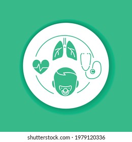 Pediatric Pulmonology Color Glyph Icon. Check And Treatment Respiratory System In Children. Pictogram For Web Page, Mobile App, Promo. UI UX GUI Design Element.