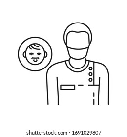 Pediatric surgeon black line icon. Doctor for children. Medical service and treatment children. Pictogram for web page, mobile app, promo. UI UX GUI design element