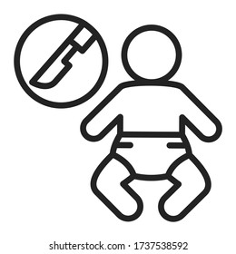 Pediatric surgery black line icon. Plastic surgery for children. Isolated vector element. Outline pictogram for web page, mobile app, promo.