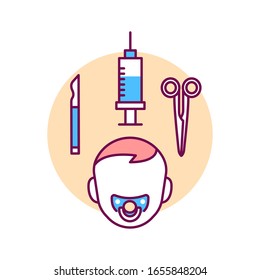 Pediatric surgery color line icon. Medical service and treatment children. Pictogram for web page, mobile app, promo. UI UX GUI design element.