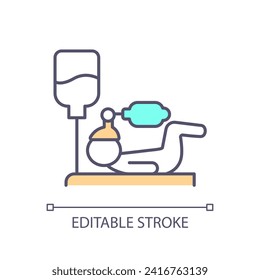 Pediatric surgery RGB color icon. Child disease. Operating room. Critical care. Life support. Anesthesia mask. Isolated vector illustration. Simple filled line drawing. Editable stroke
