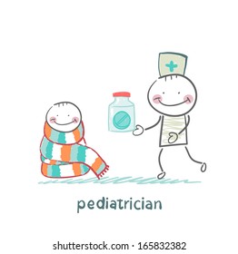 pediatrician giving medicine to a child