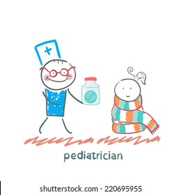 pediatrician giving medicine to a child