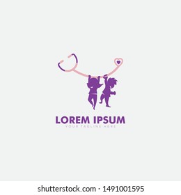 pediatrician logo designs with child and stethoscope