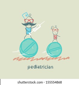 pediatrician pediatrician runs with a syringe