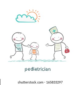 pediatrician takes dad with a sick child