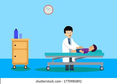 Concepto de vector pediatra: revisión pediátrica del cuerpo de su paciente menor