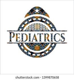 Pediatrics arabesque style emblem. arabic decoration.