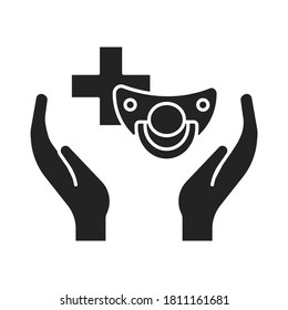 Pediatrics black glyph icon. Medical health care sign. Childcare concept. Pictogram for web page, mobile app, promo. UI UX GUI design element.